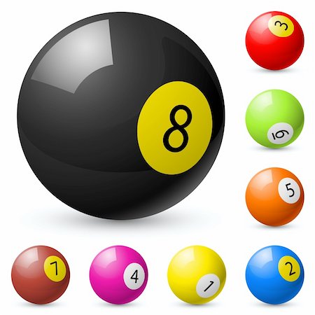 simsearch:400-08156505,k - Billiard balls out of American billiards. Illustration on white background Fotografie stock - Microstock e Abbonamento, Codice: 400-05704501