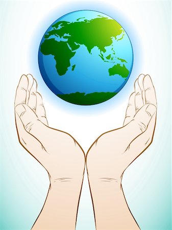 Vector illustration of hand holding earth Stock Photo - Budget Royalty-Free & Subscription, Code: 400-05704524