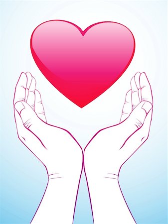 Vector illustration of hand holding heart Stock Photo - Budget Royalty-Free & Subscription, Code: 400-05704525