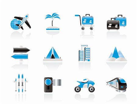 Holiday travel and transportation icons - vector icon set Foto de stock - Royalty-Free Super Valor e Assinatura, Número: 400-05704546