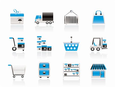 shopping malls - Storage, transportation, cargo and shipping icons - vector icon set Photographie de stock - Aubaine LD & Abonnement, Code: 400-05704547