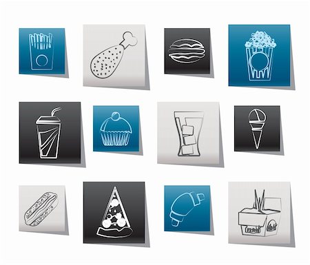 fast food and drink icons - vector icon set Stock Photo - Budget Royalty-Free & Subscription, Code: 400-05704548