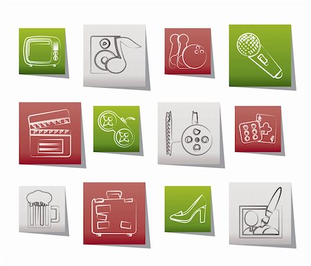 recreation pictograms - Leisure activity and objects icons - vector icon set Stock Photo - Budget Royalty-Free & Subscription, Code: 400-05704540