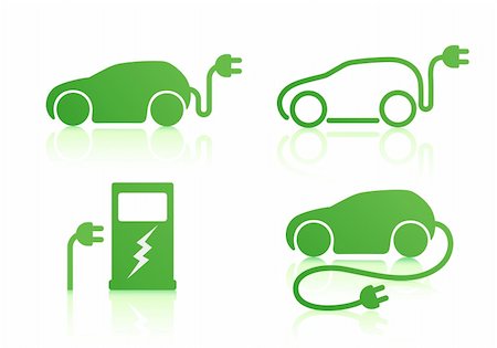 Vector illustration of electric powered car and charging point icons Stock Photo - Budget Royalty-Free & Subscription, Code: 400-05704598