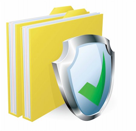 simsearch:400-05226723,k - Protected folder document concept. File with green tick shield icon. Photographie de stock - Aubaine LD & Abonnement, Code: 400-05704638