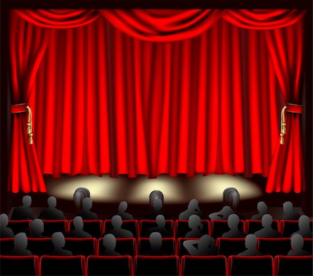 simsearch:400-05085735,k - Illustration of theatre with curtains and audience. Stockbilder - Microstock & Abonnement, Bildnummer: 400-05704639