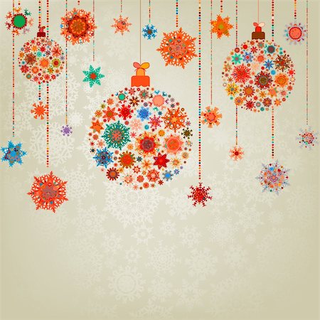 simsearch:400-05881864,k - Stylized Christmas Balls, On beige Background. EPS 8 vector file included Stock Photo - Budget Royalty-Free & Subscription, Code: 400-05704857