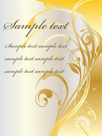 Gold card with floral ornaments and room for your text Stock Photo - Budget Royalty-Free & Subscription, Code: 400-05704862