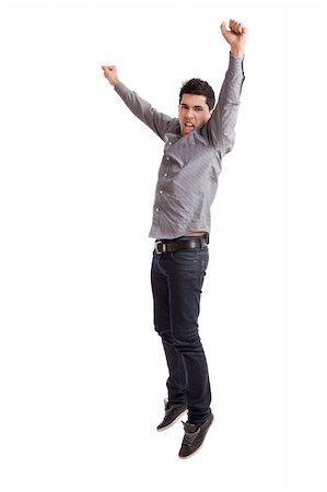 simsearch:400-04343310,k - Happy young man with arms up isolated on a white background Photographie de stock - Aubaine LD & Abonnement, Code: 400-05705008