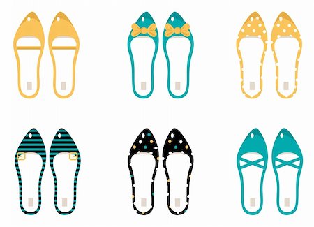 Cute Shoes collection. Vector Illustration. Foto de stock - Super Valor sin royalties y Suscripción, Código: 400-05705088