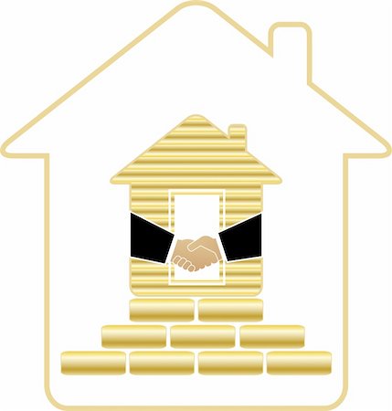 symbol rich house with golden bricks and handshake Stock Photo - Budget Royalty-Free & Subscription, Code: 400-05705207