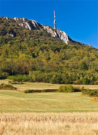 signal towers - TV tower above beautiful cliffs, forrest & fields on Kalnik mountain, Prigorje county, Croatia - vertical Stock Photo - Budget Royalty-Free & Subscription, Code: 400-05705230