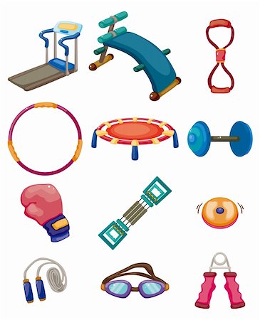 cartoon Fitness Equipment icons Stock Photo - Budget Royalty-Free & Subscription, Code: 400-05705319