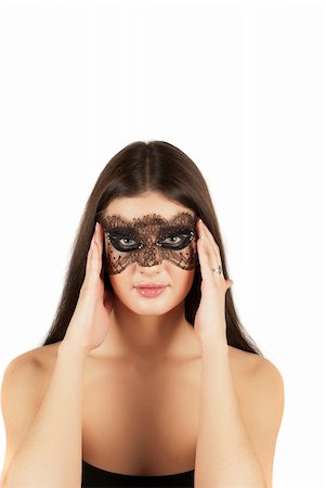 simsearch:6109-06194921,k - girl at mask closeup on a white background Stock Photo - Budget Royalty-Free & Subscription, Code: 400-05705409