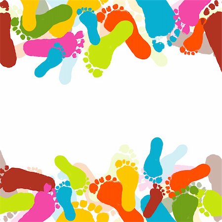 foot mark - Abstract background, prints of foots of the child, vector illustration Stock Photo - Budget Royalty-Free & Subscription, Code: 400-05705635