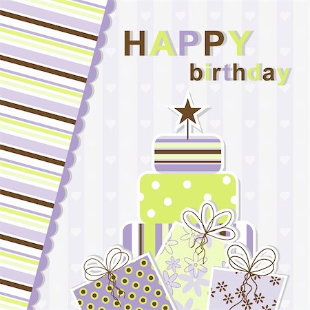 simsearch:400-07213531,k - Template birthday greeting card, vector illustration Foto de stock - Super Valor sin royalties y Suscripción, Código: 400-05705638