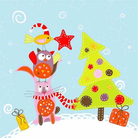 scrapbook cards christmas - Template christmas greeting card, vector illustration Stock Photo - Budget Royalty-Free & Subscription, Code: 400-05705656
