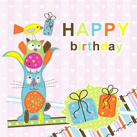 scrapbook for birthday - Template birthday greeting card, vector illustration Stock Photo - Budget Royalty-Free & Subscription, Code: 400-05705663