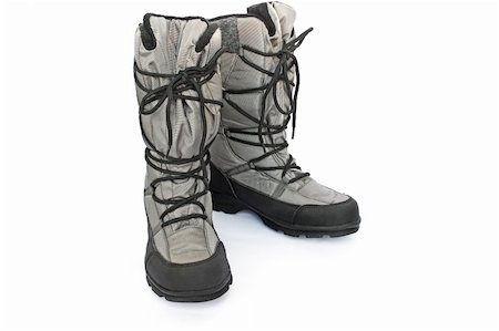 simsearch:400-04492880,k - Gray  boots isolated on white background. Photographie de stock - Aubaine LD & Abonnement, Code: 400-05705694