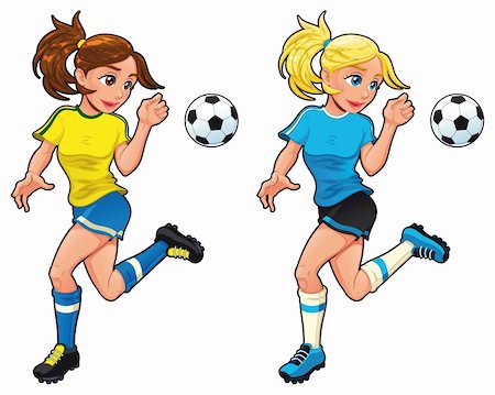 funny pictures with exercise balls - Soccer female players. Vector cartoon and isolated sport characters. Stock Photo - Budget Royalty-Free & Subscription, Code: 400-05705705