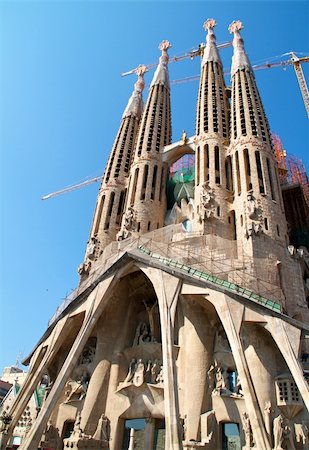 simsearch:851-02963077,k - BARCELONA, SPAIN - May 23: La Sagrada Familia - the impressive cathedral designed by Gaudi, which is being build since 19 March 1882 and is not finished yet May 23, 2011 in Barcelona, Spain. Stock Photo - Budget Royalty-Free & Subscription, Code: 400-05705864