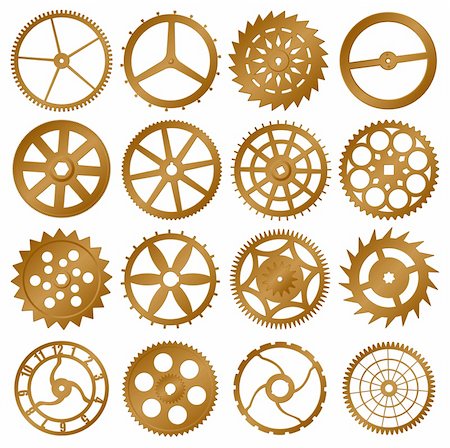 design of mechanic - Set of vector elements for design - copper watch gears Stock Photo - Budget Royalty-Free & Subscription, Code: 400-05705948