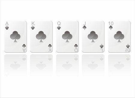 simsearch:400-07573978,k - royal flush in clubs isolated on white Photographie de stock - Aubaine LD & Abonnement, Code: 400-05706176