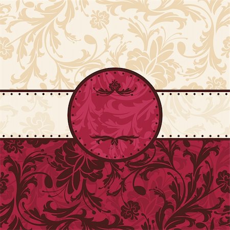 damask vector - abstract retro vintage floral frame vector illustration Stock Photo - Budget Royalty-Free & Subscription, Code: 400-05706293