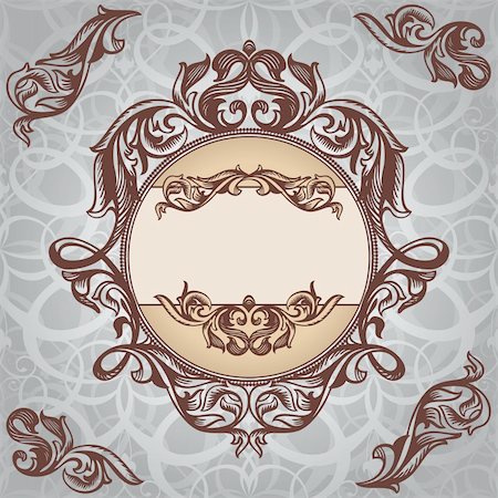 decorative borders for greeting cards - abstract retro vintage floral frame vector illustration Stock Photo - Budget Royalty-Free & Subscription, Code: 400-05706300