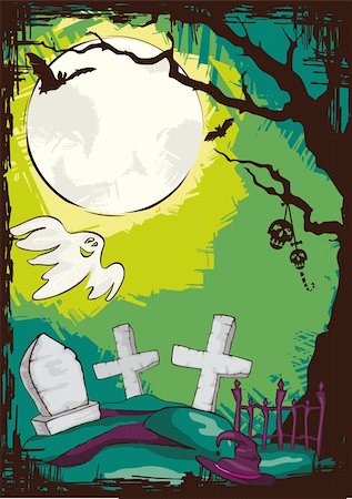 simsearch:400-05673521,k - abstract Halloween evening cemetery background vector illustration Stock Photo - Budget Royalty-Free & Subscription, Code: 400-05706313