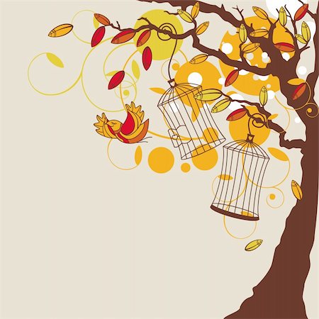 abstract autumn background with tree vector illustration Stock Photo - Budget Royalty-Free & Subscription, Code: 400-05706329