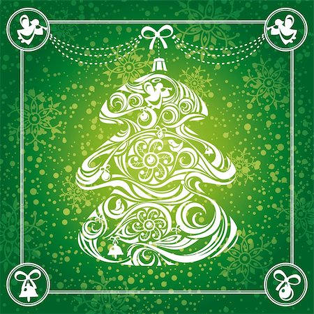 abstract Christmas tree card background vector illustration Stock Photo - Budget Royalty-Free & Subscription, Code: 400-05706322