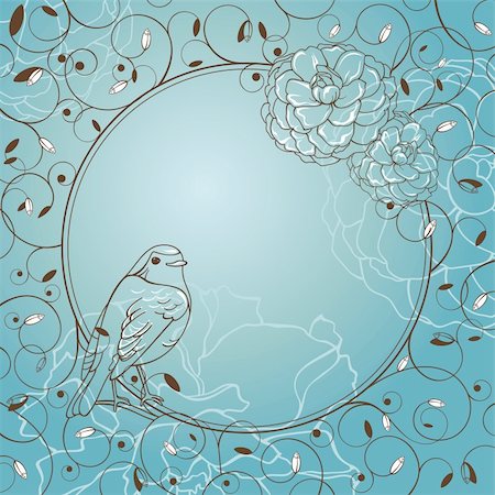 floral bird pattern - abstract lovely vector froral frame with bird Photographie de stock - Aubaine LD & Abonnement, Code: 400-05706335