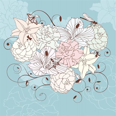 simsearch:400-04350659,k - abstract romantic lovely floral heart vector illustration Fotografie stock - Microstock e Abbonamento, Codice: 400-05706333