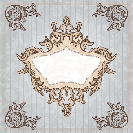 silver antique - abstract retro vintage floral frame vector illustration Stock Photo - Budget Royalty-Free & Subscription, Code: 400-05706345