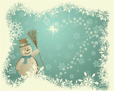 snowmen backgrounds - Vintage retro vector Christmas (New Year) card for design use Stock Photo - Budget Royalty-Free & Subscription, Code: 400-05706572