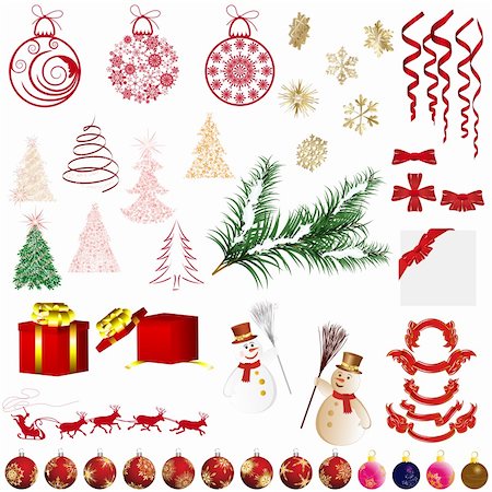 Big collection of different vector Christmas elements for design use Stock Photo - Budget Royalty-Free & Subscription, Code: 400-05706580