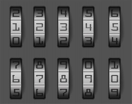 set of keys - illustration of a combination lock with different numbers, eps 8 vector Stock Photo - Budget Royalty-Free & Subscription, Code: 400-05706596