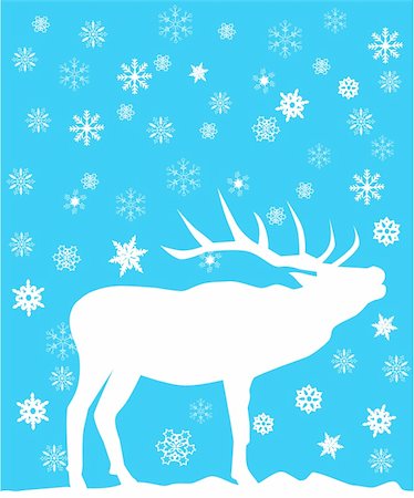 reindeer snow - vector illustration of a deer Stock Photo - Budget Royalty-Free & Subscription, Code: 400-05706606
