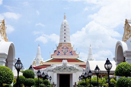 simsearch:400-05344732,k - White Pagoda in the bright sky and clouds. Stock Photo - Budget Royalty-Free & Subscription, Code: 400-05706711