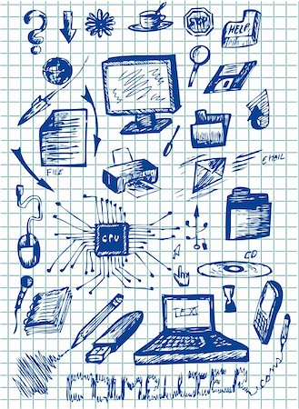 drawing plug - hand drawn computer icons in the blue colors Stock Photo - Budget Royalty-Free & Subscription, Code: 400-05706752