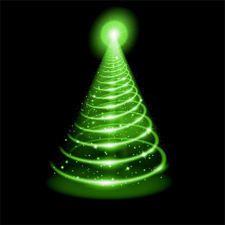 Christmas Tree. Abstract Green Illustration on black background. Stock Photo - Budget Royalty-Free & Subscription, Code: 400-05706795