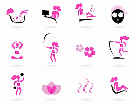 spa icon - Collection of female wellness and sport icons. Vector illustration Stock Photo - Budget Royalty-Free & Subscription, Code: 400-05706908