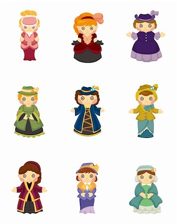 princess party girl - cartoon Medieval beautiful girls. Stock Photo - Budget Royalty-Free & Subscription, Code: 400-05706917