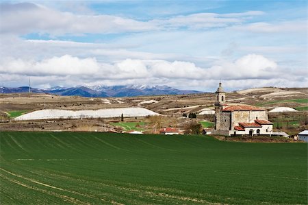 simsearch:400-04380170,k - Medieval Spanish Church Surrounded by Fields in the Rainy Weather Stock Photo - Budget Royalty-Free & Subscription, Code: 400-05706986