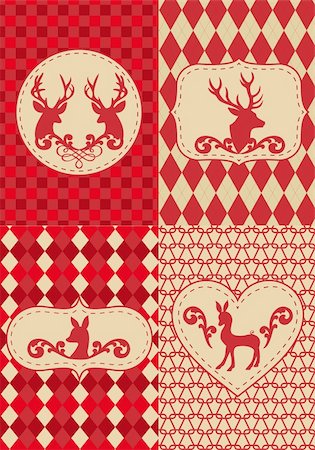 plaid christmas - seamless christmas pattern with deers, vector set Stock Photo - Budget Royalty-Free & Subscription, Code: 400-05707571