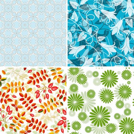 simsearch:400-04279579,k - Set geometric and floral seamless patterns (vector EPS 10) Stock Photo - Budget Royalty-Free & Subscription, Code: 400-05707916