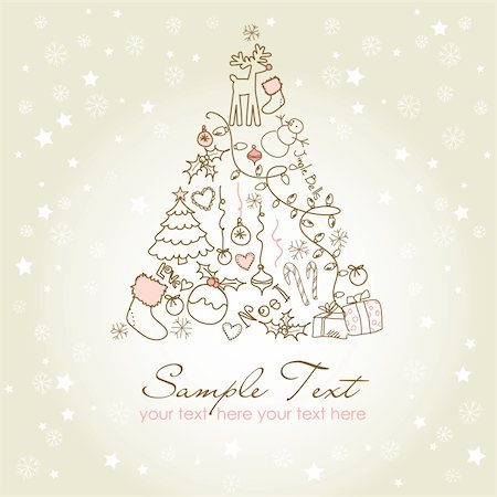 simsearch:400-05735543,k - Christmas tree made of cartoon holiday symbols Photographie de stock - Aubaine LD & Abonnement, Code: 400-05707987