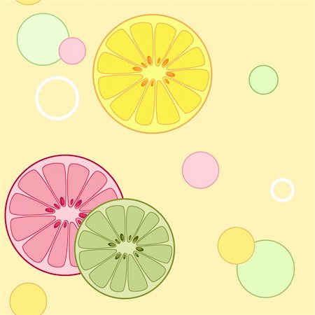 fruit artworks pattern - vector citrus seamless pattern with lemon and orange slices Stock Photo - Budget Royalty-Free & Subscription, Code: 400-05708127