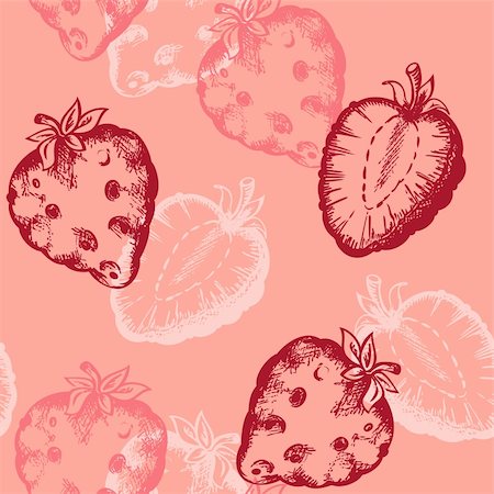 fruit artworks pattern - vector strawberry seamless pattern on a pink background Stock Photo - Budget Royalty-Free & Subscription, Code: 400-05708130